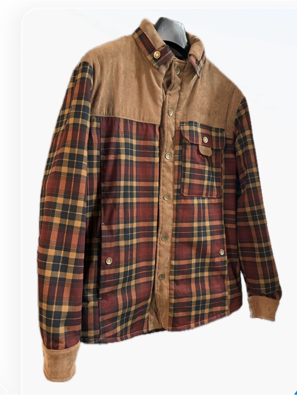Sherpa-Lined Plaid
Flannel Shirt Jacket
CORDUROY YOKE · AUTUMN COLORWAY